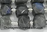 CCU764 15 inches 8*8mm faceted cube labradorite beads