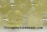 CCU774 15 inches 10*10mm faceted cube lemon quartz beads