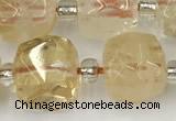 CCU775 15 inches 10*10mm faceted cube citrine beads