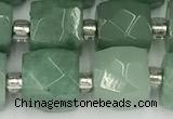 CCU777 15 inches 10*10mm faceted cube green aventurine beads