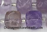 CCU779 15 inches 10*10mm faceted cube ametrine beads