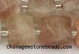 CCU782 15 inches 10*10mm faceted cube sunstone beads