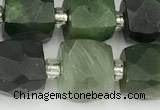 CCU785 15 inches 10*10mm faceted cube Canadian jade beads