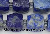 CCU789 15 inches 10*10mm faceted cube lapis lazuli beads