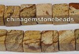 CCU80 15.5 inches 12*12mm cube picture jasper beads wholesale