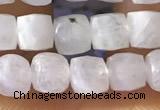 CCU800 15 inches 4mm faceted cube white moonstone beads