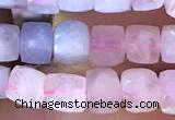 CCU805 15 inches 4mm faceted cube morganite beads