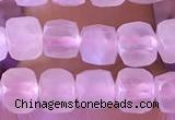 CCU806 15 inches 4mm faceted cube rose quartz beads