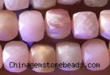 CCU807 15 inches 4mm faceted cube pink opal beads