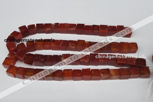 CCU81 15.5 inches 12*12mm cube red agate beads wholesale