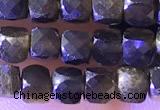 CCU814 15 inches 4mm faceted cube obsidian beads