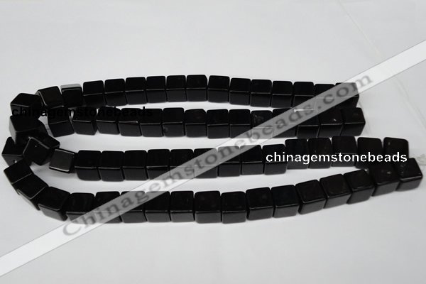 CCU82 15.5 inches 12*12mm cube black agate beads wholesale