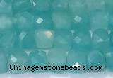 CCU835 15 inches 4mm faceted cube amazonite beads