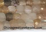 CCU837 15 inches 4mm faceted cube sunstone beads