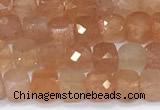 CCU849 15 inches 4mm faceted cube golden sunstone beads