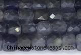 CCU851 15 inches 4mm faceted cube iolite beads