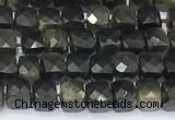 CCU852 15 inches 4mm faceted cube obsidian beads