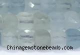 CCU860 15 inches 6mm faceted cube aquamarine beads