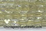 CCU861 15 inches 6mm faceted cube lemon quartz beads