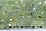 CCU877 15 inches 4mm faceted cube prehnite beads