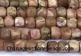 CCU884 15 inches 4mm faceted cube Argentina rhodochrosite beads