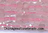 CCU887 15 inches 4mm faceted cube rose quartz beads