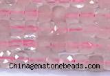 CCU887 15 inches 4mm faceted cube rose quartz beads