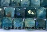 CCU894 15 inches 4mm faceted cube apatite beads