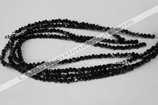 CCU94 15.5 inches 4*4mm cube black agate beads wholesale