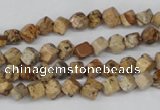 CCU95 15.5 inches 4*4mm cube picture jasper beads wholesale