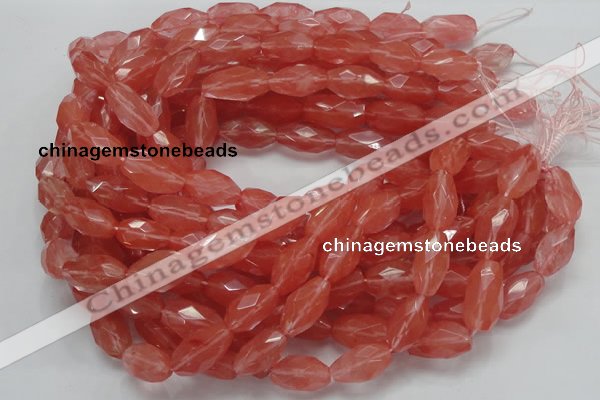 CCY01 15.5 inches 12*22mm faceted rice cherry quartz beads wholesale