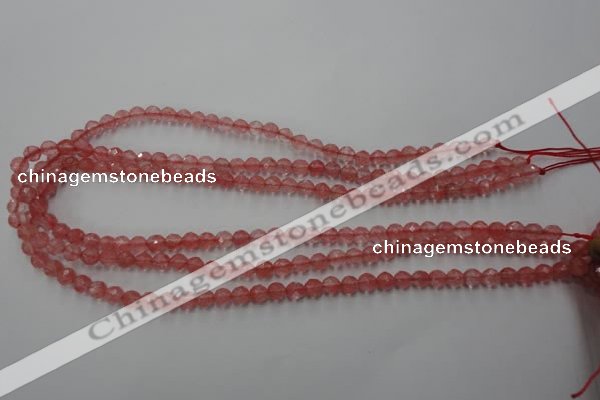 CCY111 15.5 inches 6mm faceted round cherry quartz beads wholesale