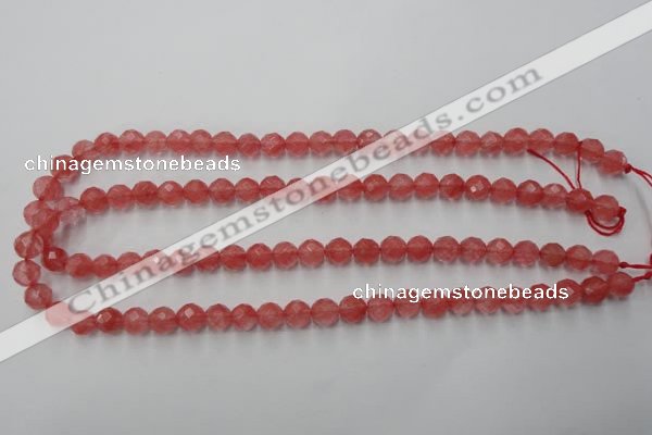 CCY112 15.5 inches 8mm faceted round cherry quartz beads wholesale