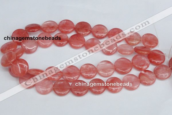 CCY153 15.5 inches 20mm flat round cherry quartz beads wholesale