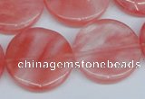 CCY154 15.5 inches 25mm flat round cherry quartz beads wholesale