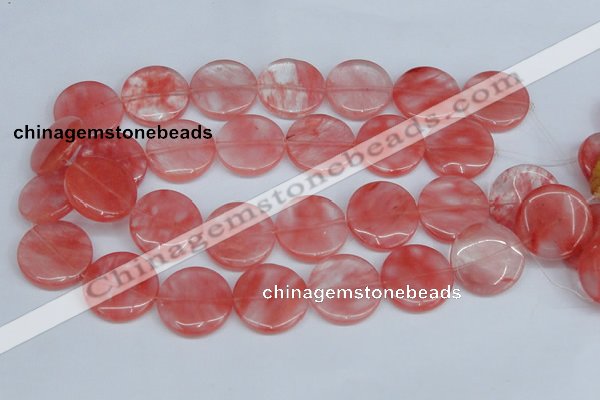 CCY154 15.5 inches 25mm flat round cherry quartz beads wholesale