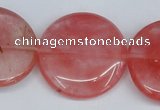 CCY155 15.5 inches 30mm flat round cherry quartz beads wholesale