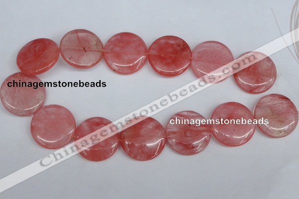 CCY155 15.5 inches 30mm flat round cherry quartz beads wholesale