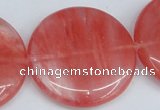 CCY156 15.5 inches 35mm flat round cherry quartz beads wholesale