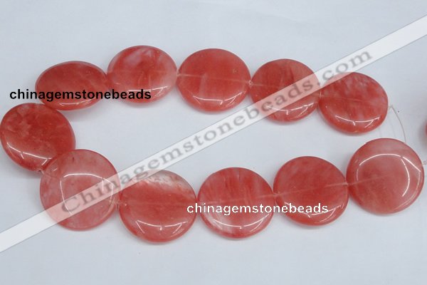 CCY156 15.5 inches 35mm flat round cherry quartz beads wholesale