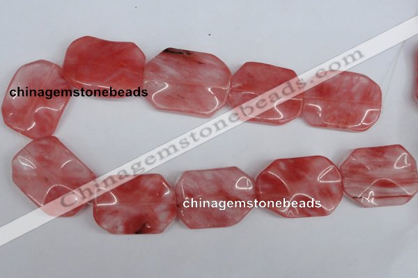 CCY167 15.5 inches 30*40mm wavy rectangle cherry quartz beads