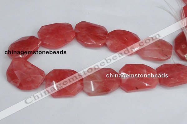 CCY169 15.5 inches 30*40mm twisted & faceted rectangle cherry quartz beads