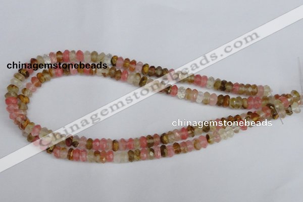 CCY204 15.5 inches 5*8mm faceted rondelle volcano cherry quartz beads