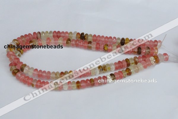 CCY205 15.5 inches 6*10mm faceted rondelle volcano cherry quartz beads