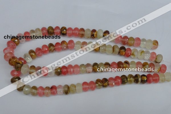 CCY206 15.5 inches 8*12mm faceted rondelle volcano cherry quartz beads