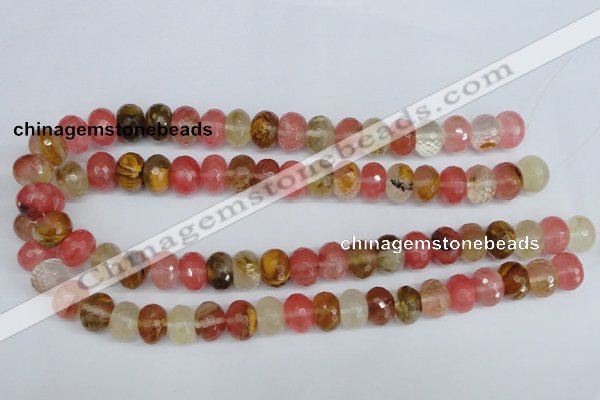 CCY207 15.5 inches 10*14mm faceted rondelle volcano cherry quartz beads