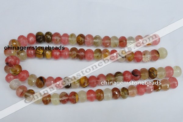 CCY208 15.5 inches 12*16mm faceted rondelle volcano cherry quartz beads