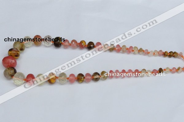 CCY209 4*8mm - 13*18mm faceted rondelle volcano cherry quartz beads