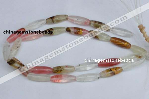 CCY212 15.5 inches 10*30mm rice volcano cherry quartz beads