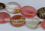 CCY217 15.5 inches 13*18mm oval volcano cherry quartz beads